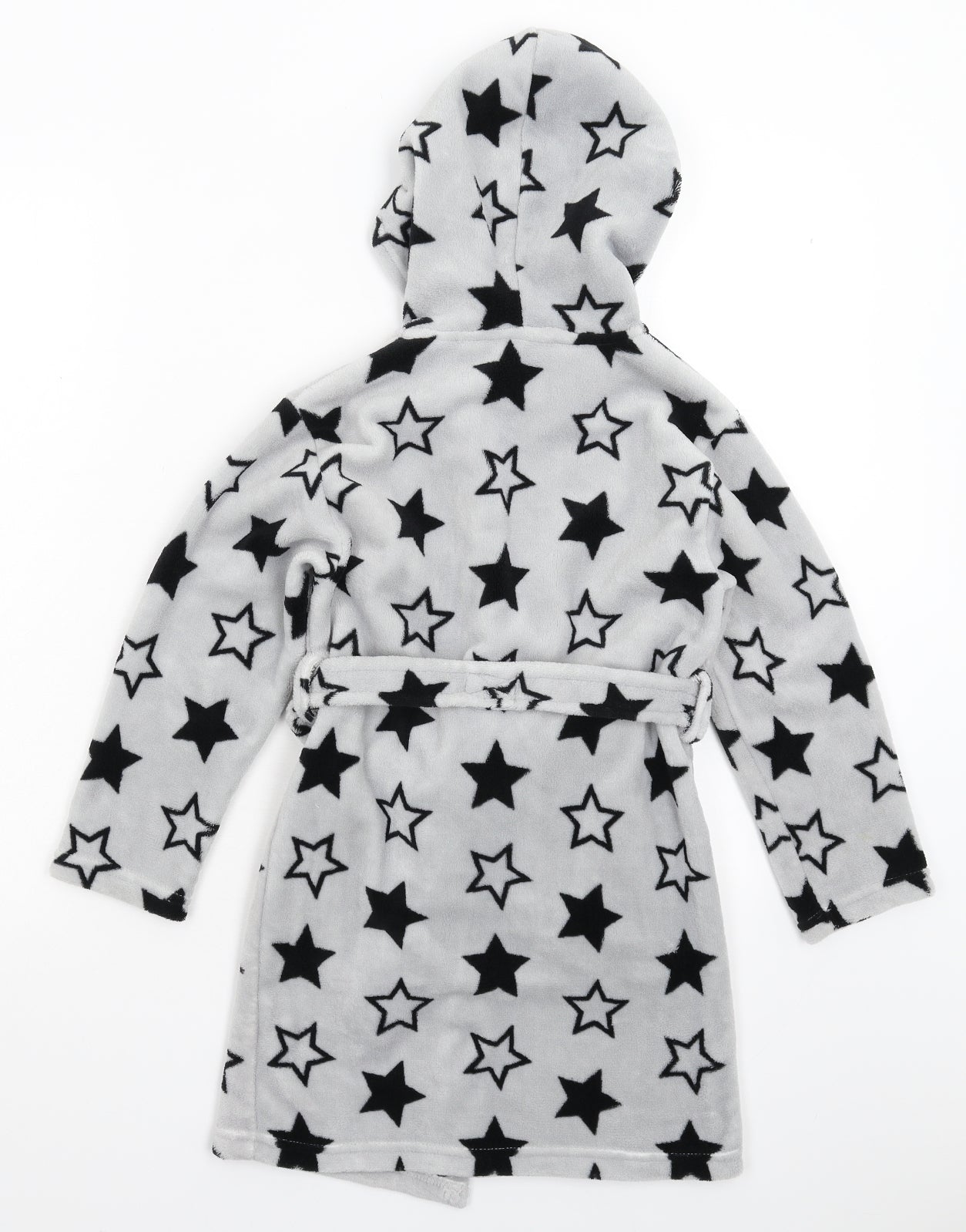 Preworn Boys Grey Geometric Fleece  Robe Size 6-7 Years