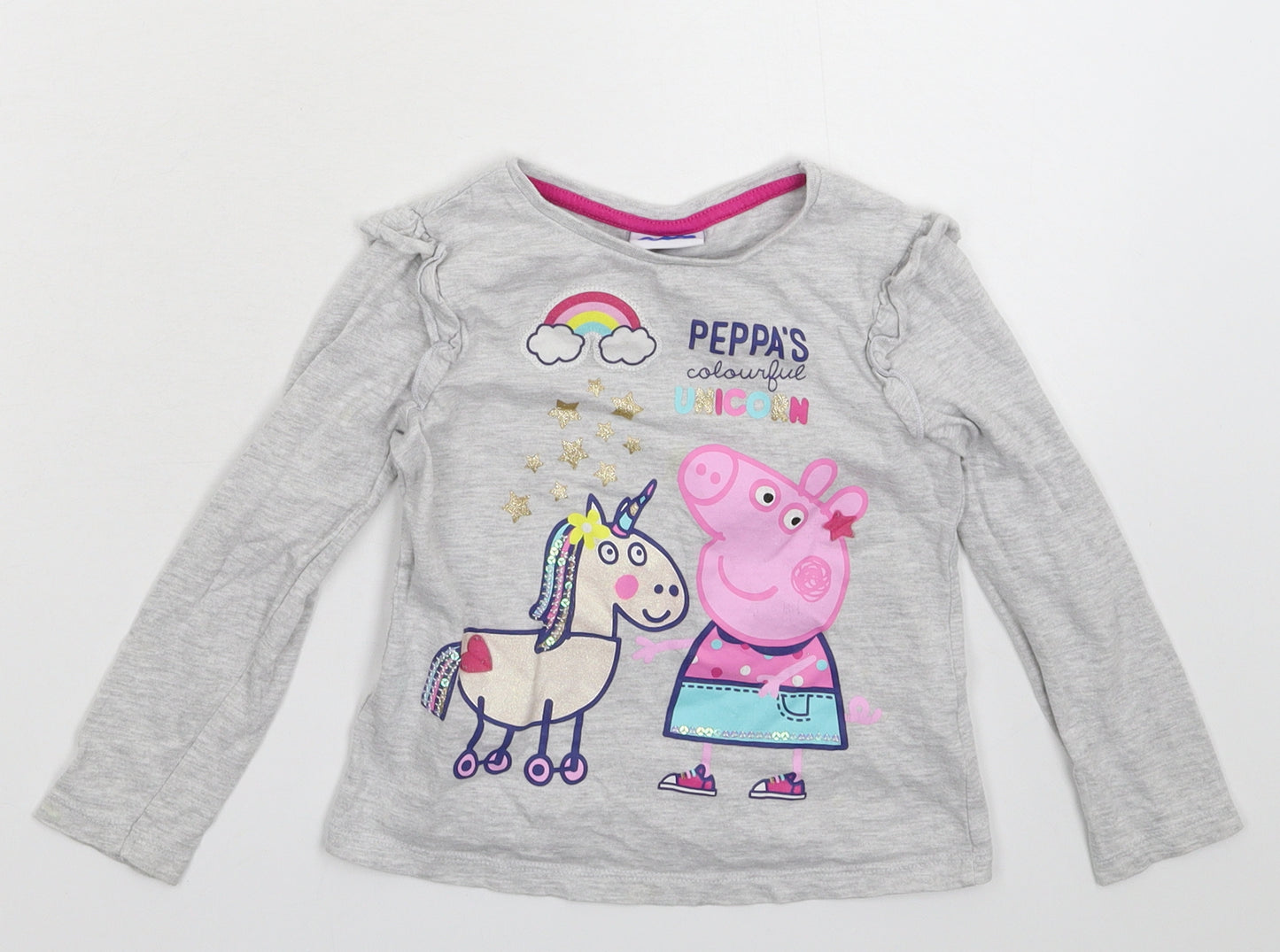 Peppa Pig Girls Grey   Basic T-Shirt Size 3-4 Years