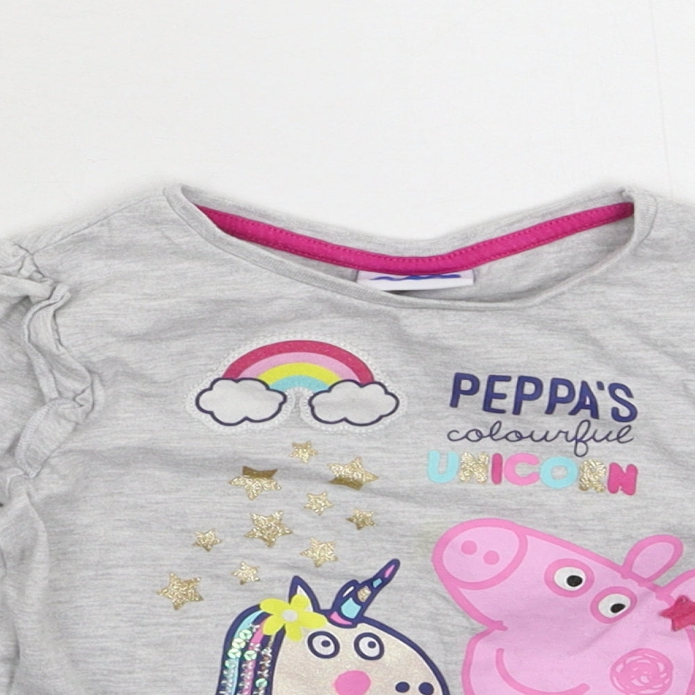 Peppa Pig Girls Grey   Basic T-Shirt Size 3-4 Years