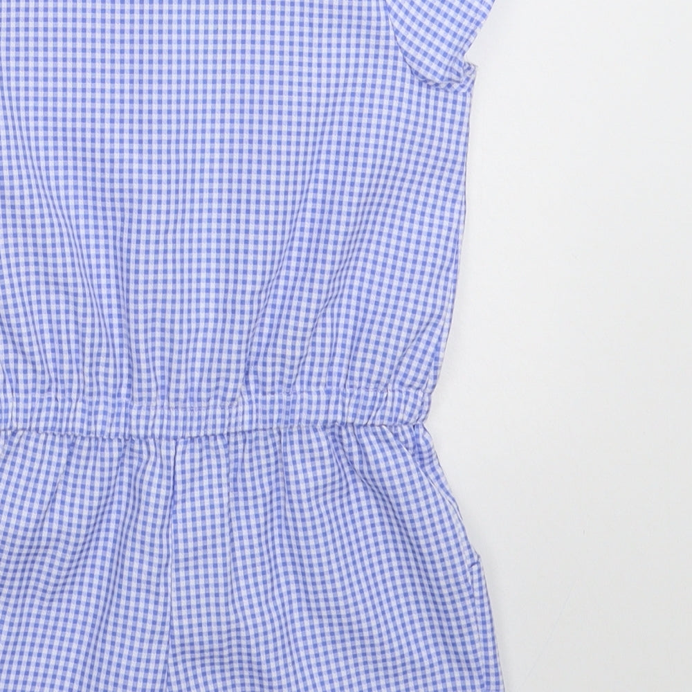 George Girls Blue Check  Jumpsuit One-Piece Size 3-4 Years