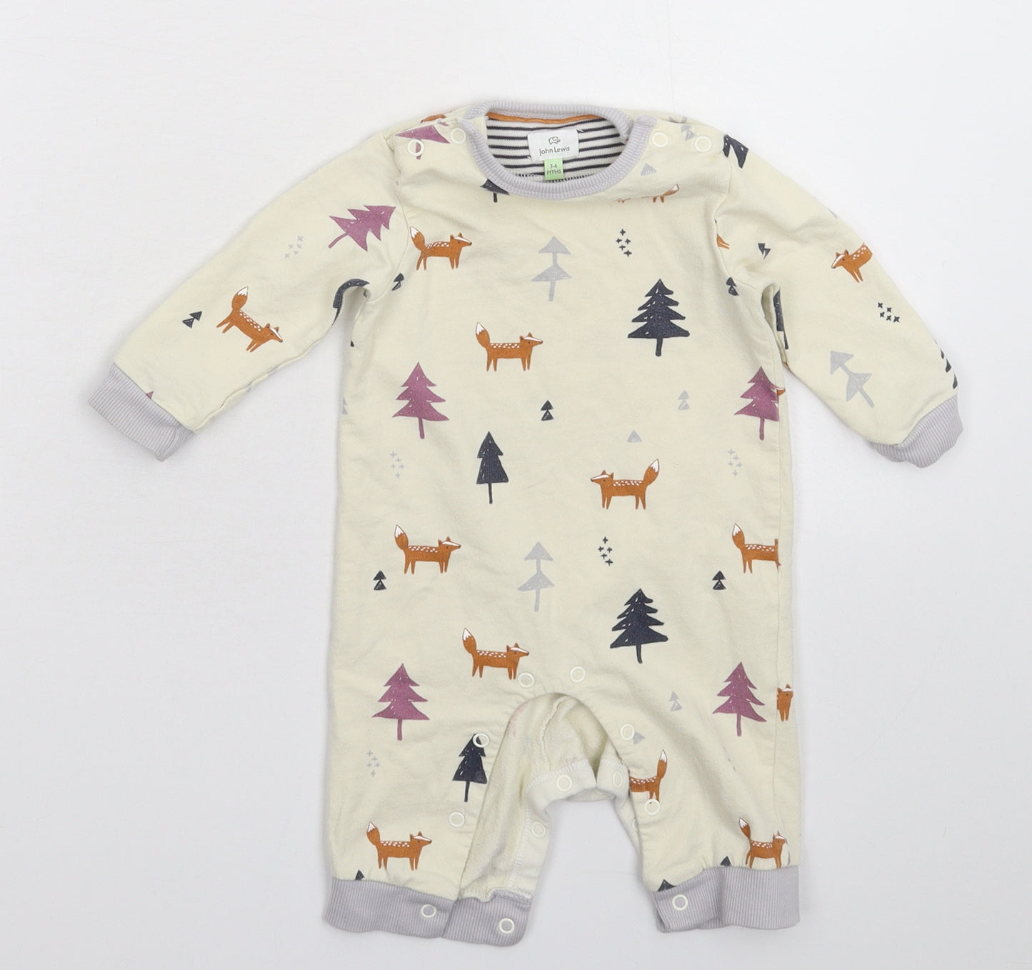 John Lewis Baby White   Babygrow One-Piece Size 3-6 Months