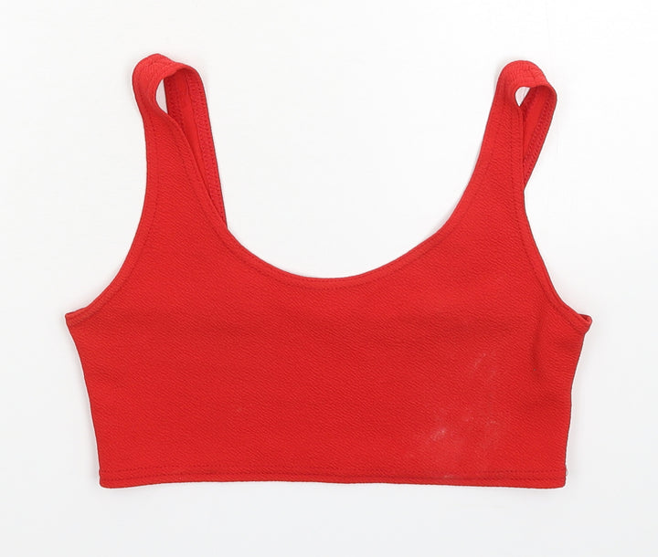 Boohoo Womens Red Basic Tank Size 10