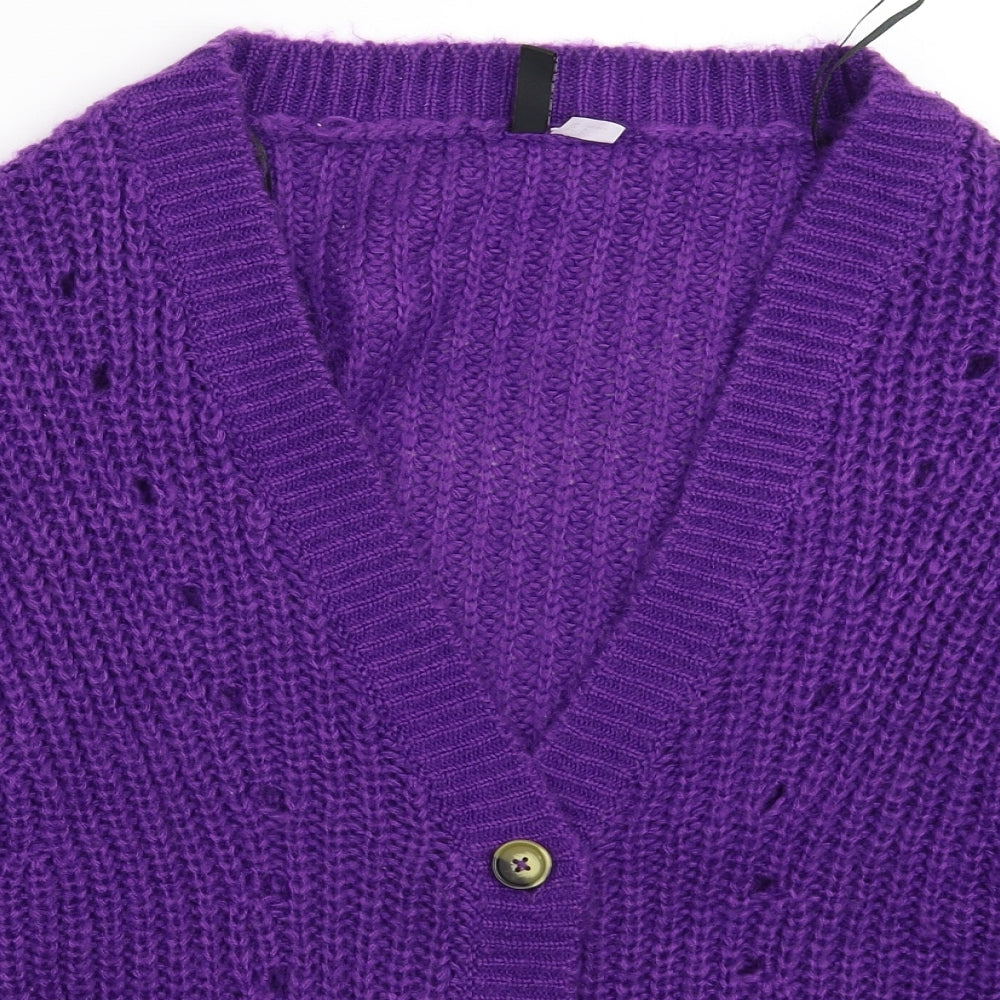 Divided Womens Purple  Knit Cardigan Jumper Size M