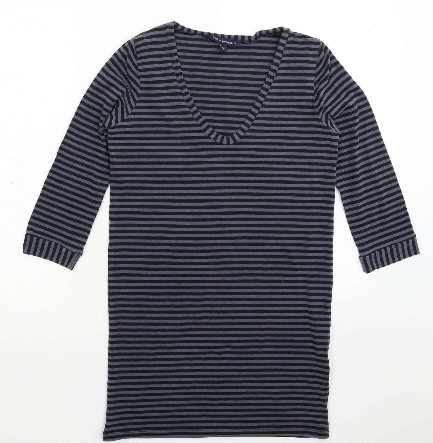 French Connection Womens Multicoloured Striped  T-Shirt Dress  Size 12