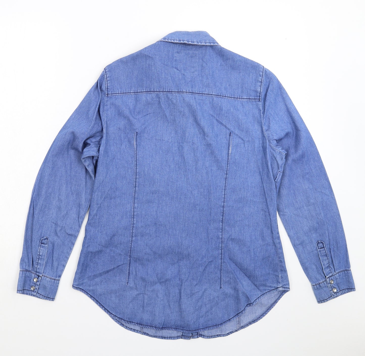 Denim & Co. Womens Blue  Denim Basic Button-Up Size 14