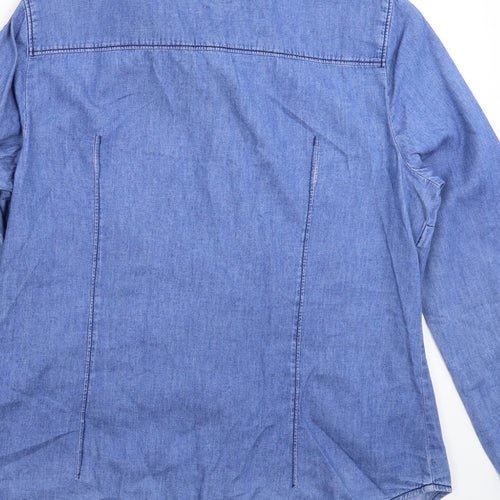 Denim & Co. Womens Blue  Denim Basic Button-Up Size 14