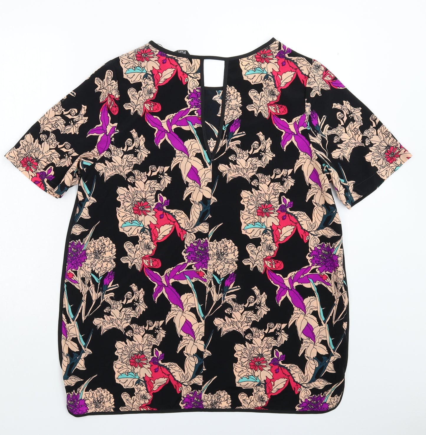 F&F Womens Black Floral  Basic Blouse Size 16