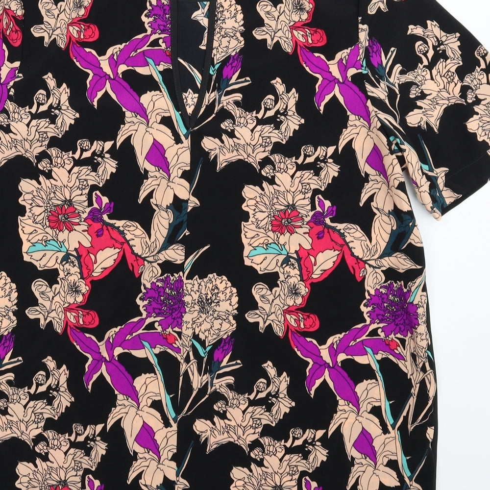 F&F Womens Black Floral  Basic Blouse Size 16