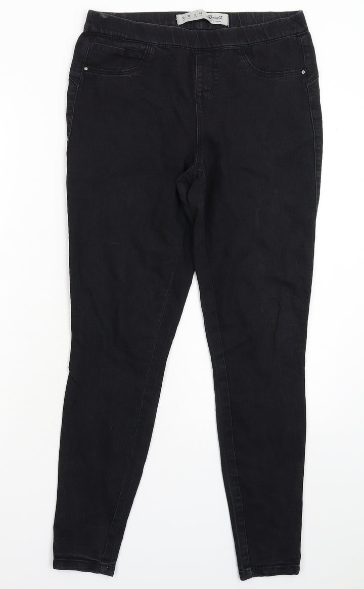 Denim & Co. Womens Black Denim Jegging Jeans Size 10 L28 in