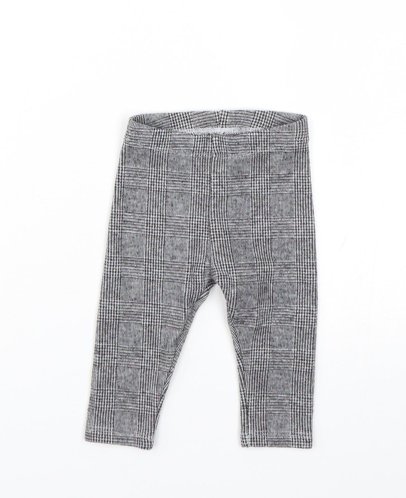 NEXT Girls Grey Check  Capri Leggings Size 6-9 Months
