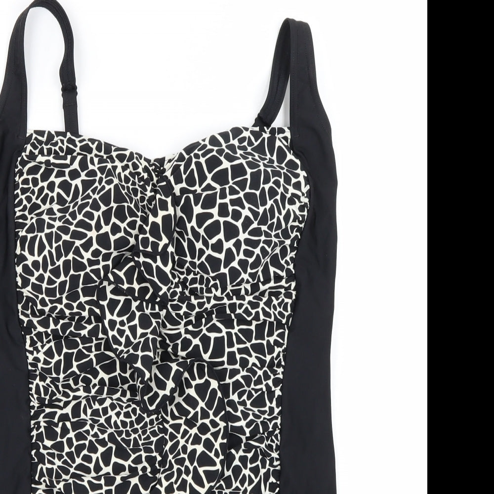 M&S Womens Black Animal Print  Basic Tank Size 18  - Swimsuit