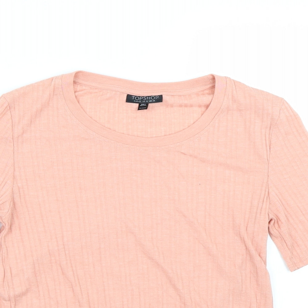 Topshop Womens Pink Striped  Basic T-Shirt Size 14