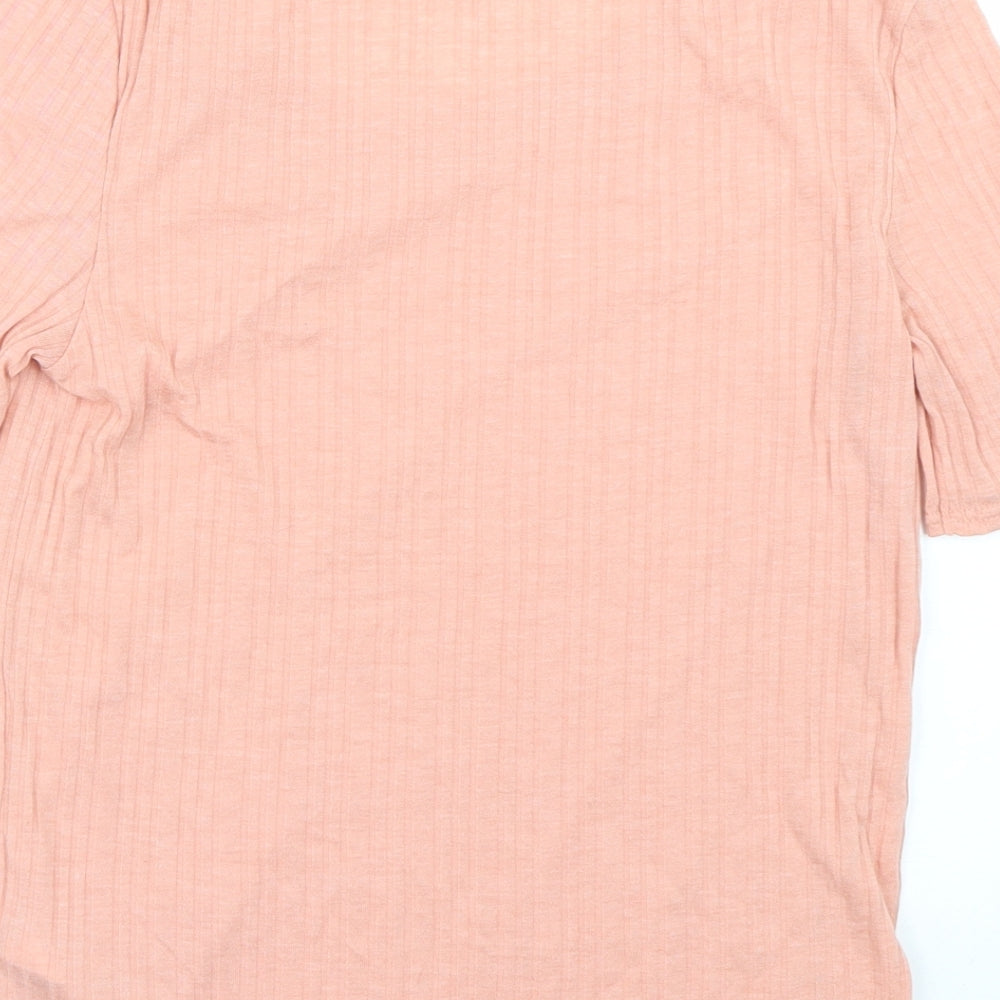 Topshop Womens Pink Striped  Basic T-Shirt Size 14