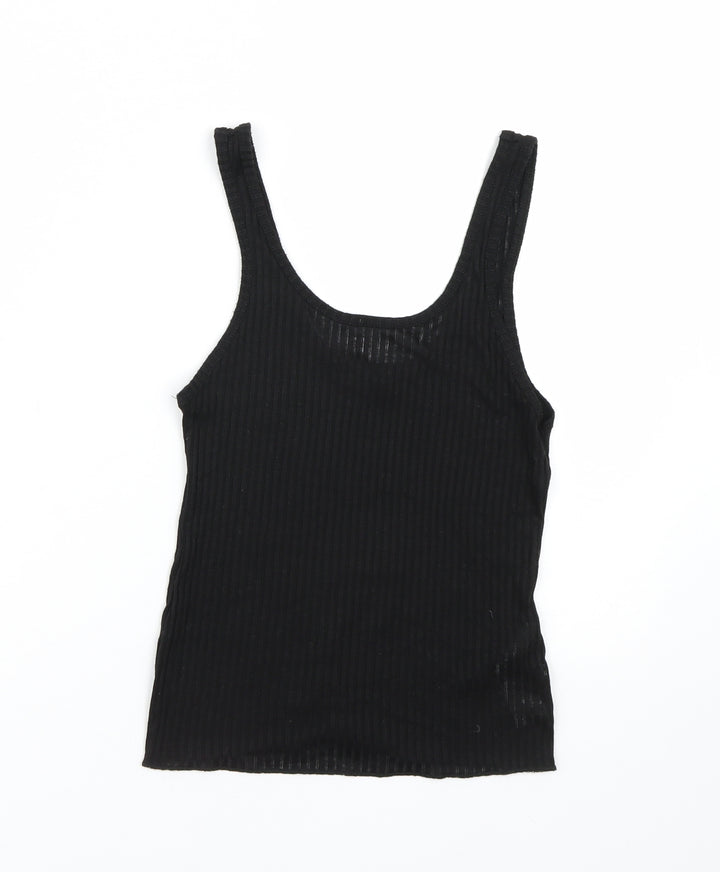 Topshop Womens Black Striped  Basic Tank Size 10
