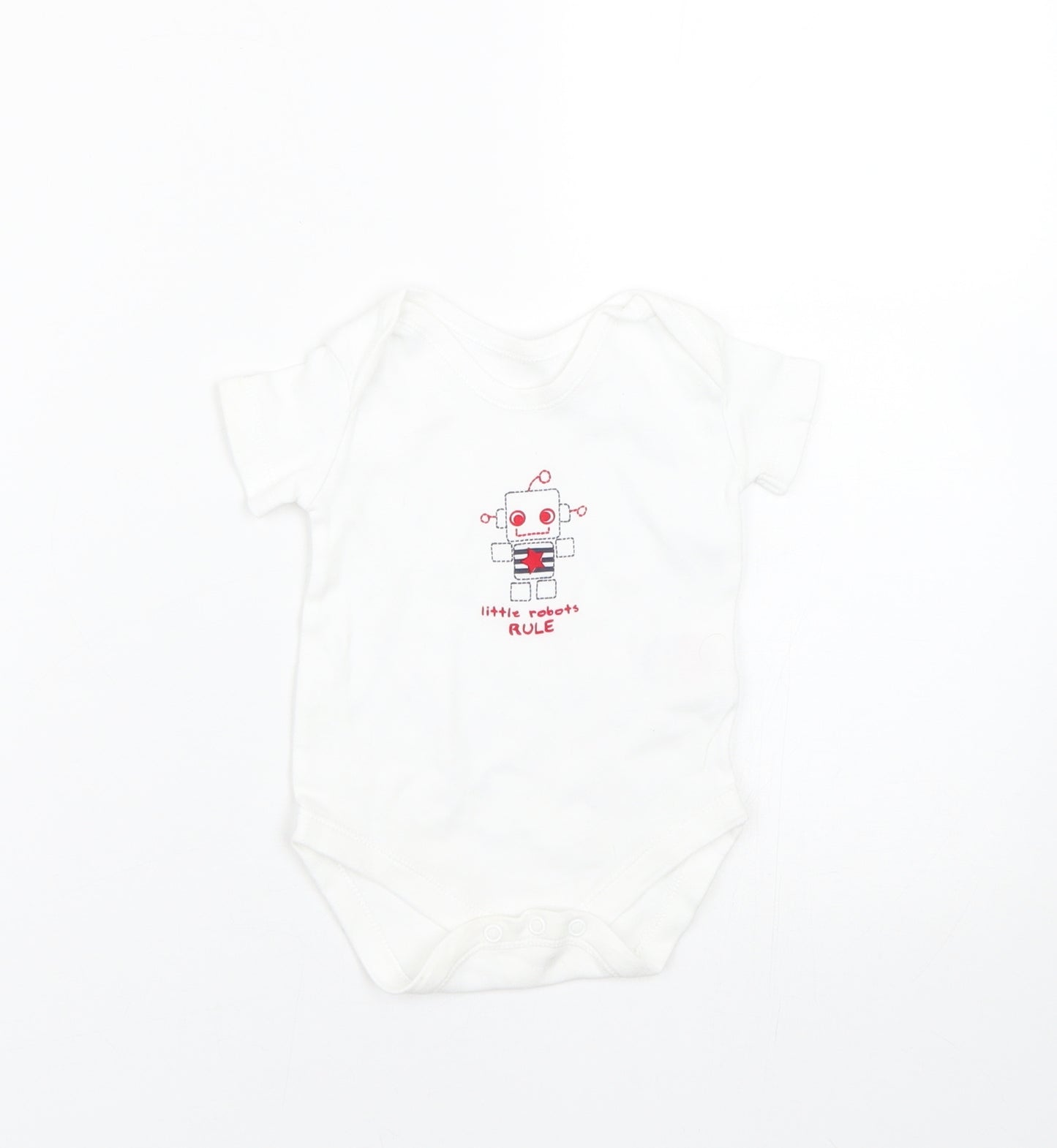 Matalan Baby White   Basic T-Shirt Size 0-3 Months  - Robot