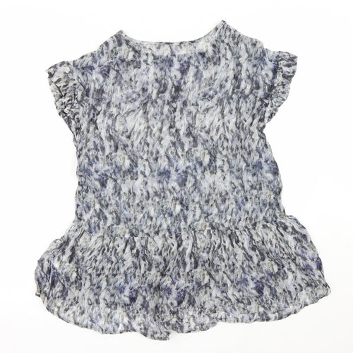 Gray & Willow Womens Blue Floral  Basic Blouse Size 8