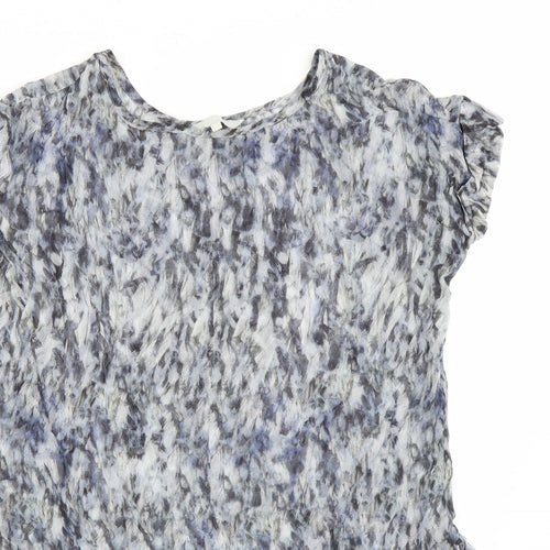 Gray & Willow Womens Blue Floral  Basic Blouse Size 8