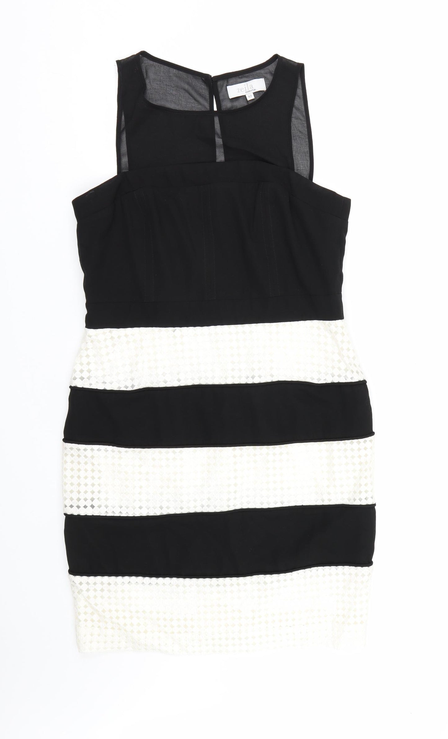 Zelia Womens Black Striped  Tank Dress  Size 14