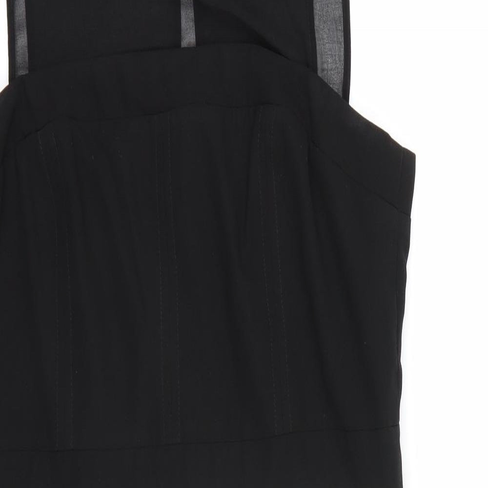Zelia Womens Black Striped  Tank Dress  Size 14