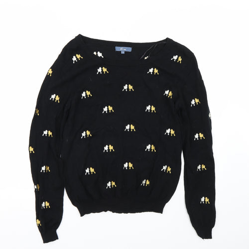 Evie Womens Black Polka Dot  Pullover Jumper Size 14