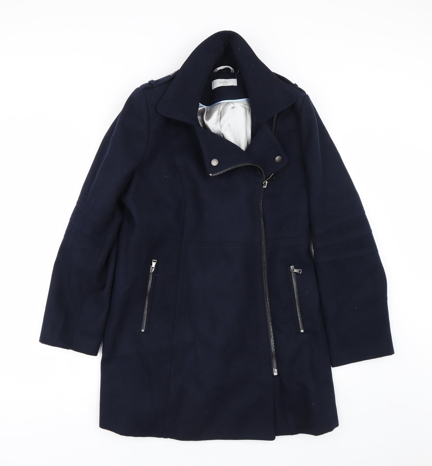 Wallis Womens Blue   Trench Coat Coat Size 14