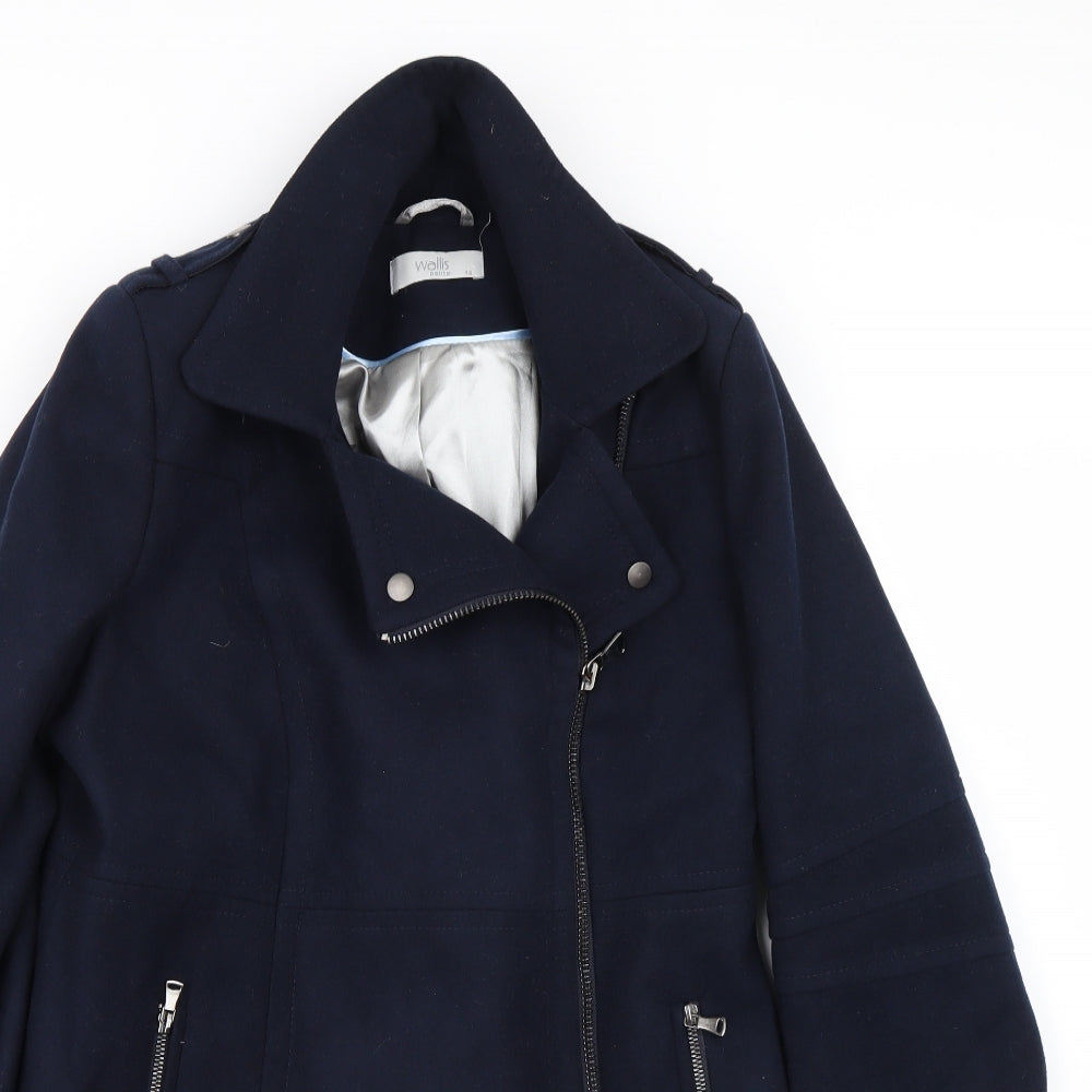 Wallis Womens Blue   Trench Coat Coat Size 14
