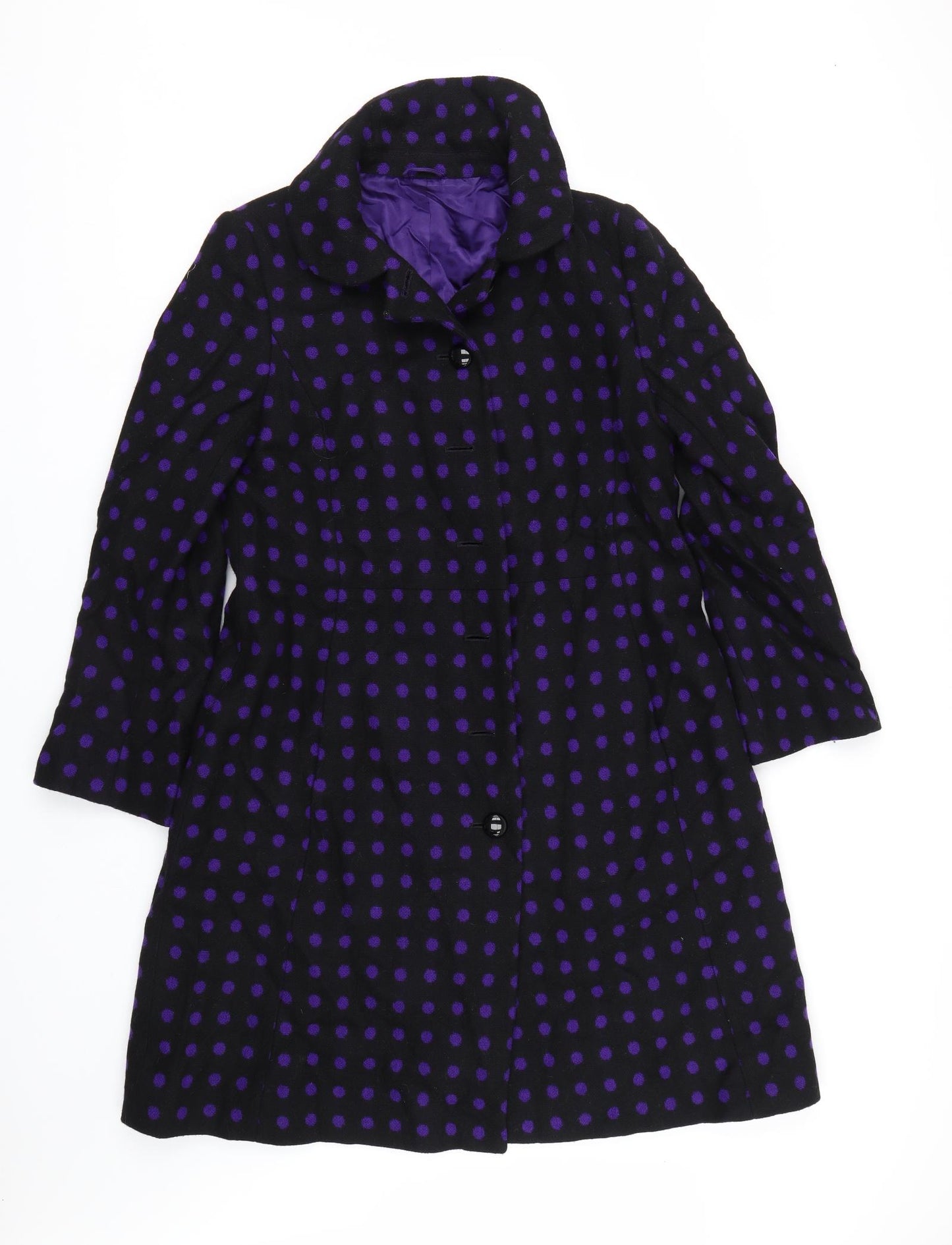 Hobbs Womens Black Polka Dot  Trench Coat Coat Size 14