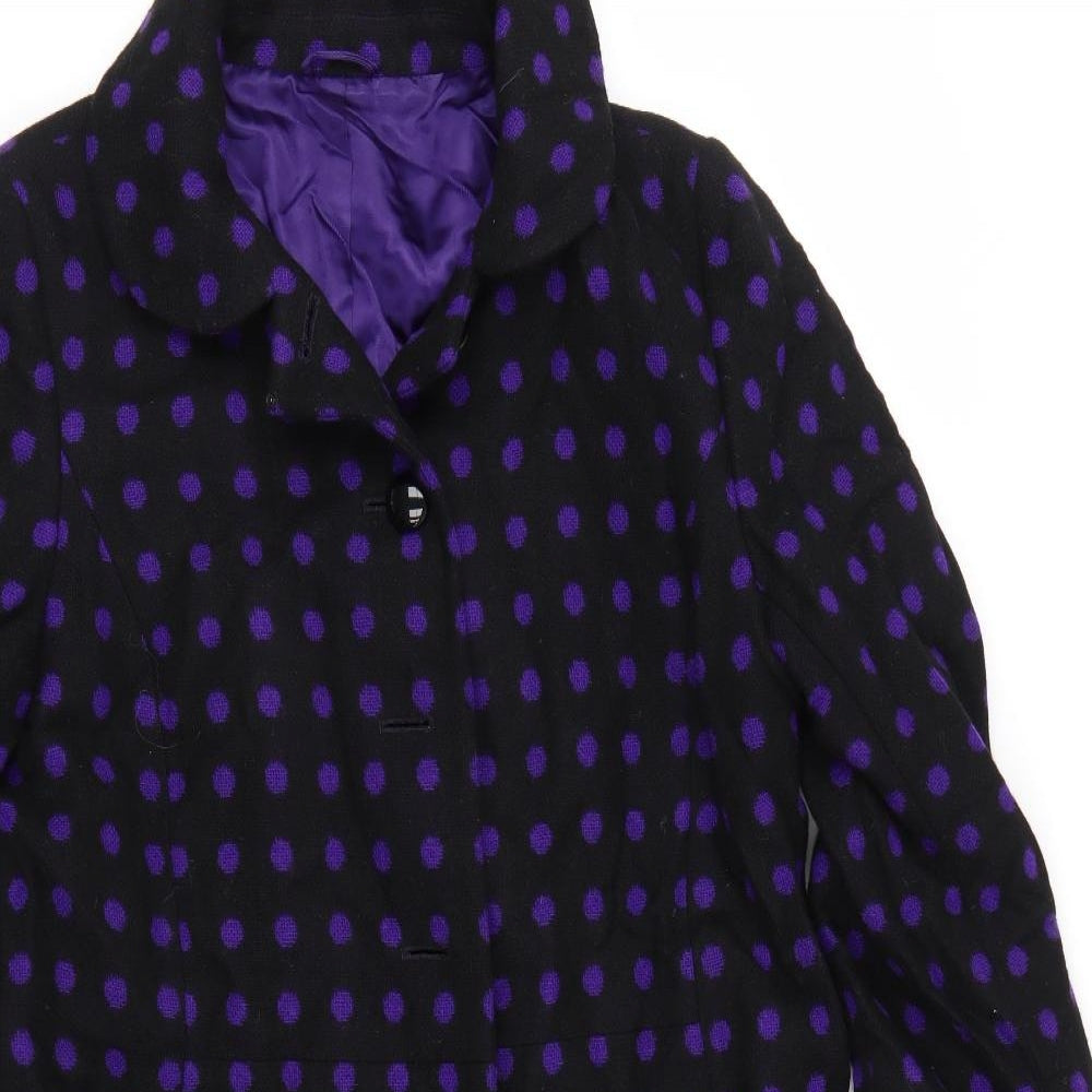 Hobbs Womens Black Polka Dot  Trench Coat Coat Size 14