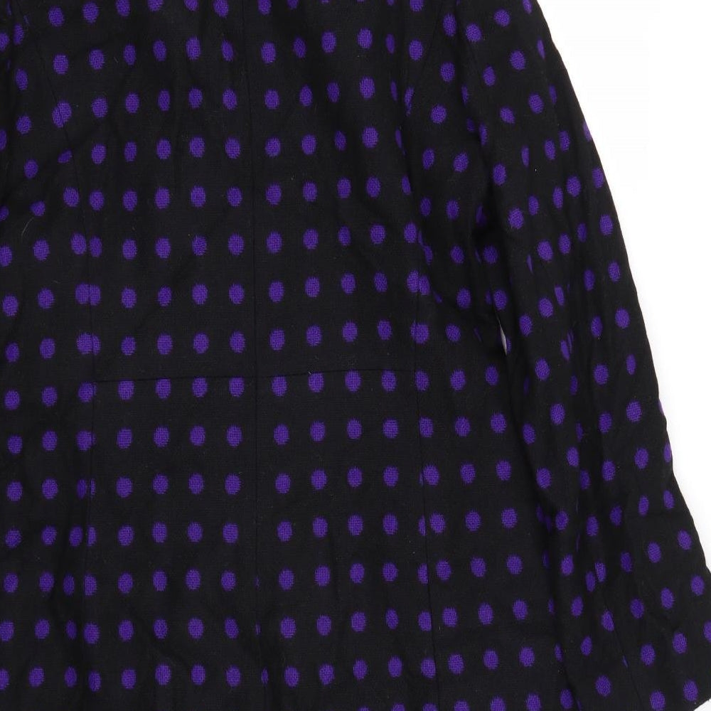 Hobbs Womens Black Polka Dot  Trench Coat Coat Size 14