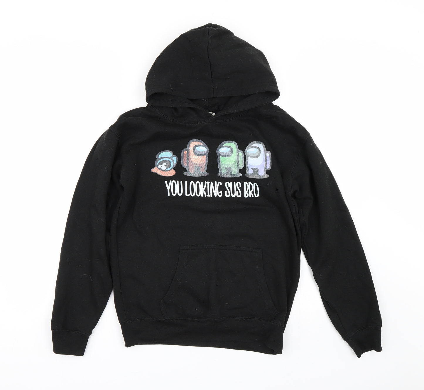 Preworn Boys Black   Pullover Hoodie Size 12-13 Years  - Among Us