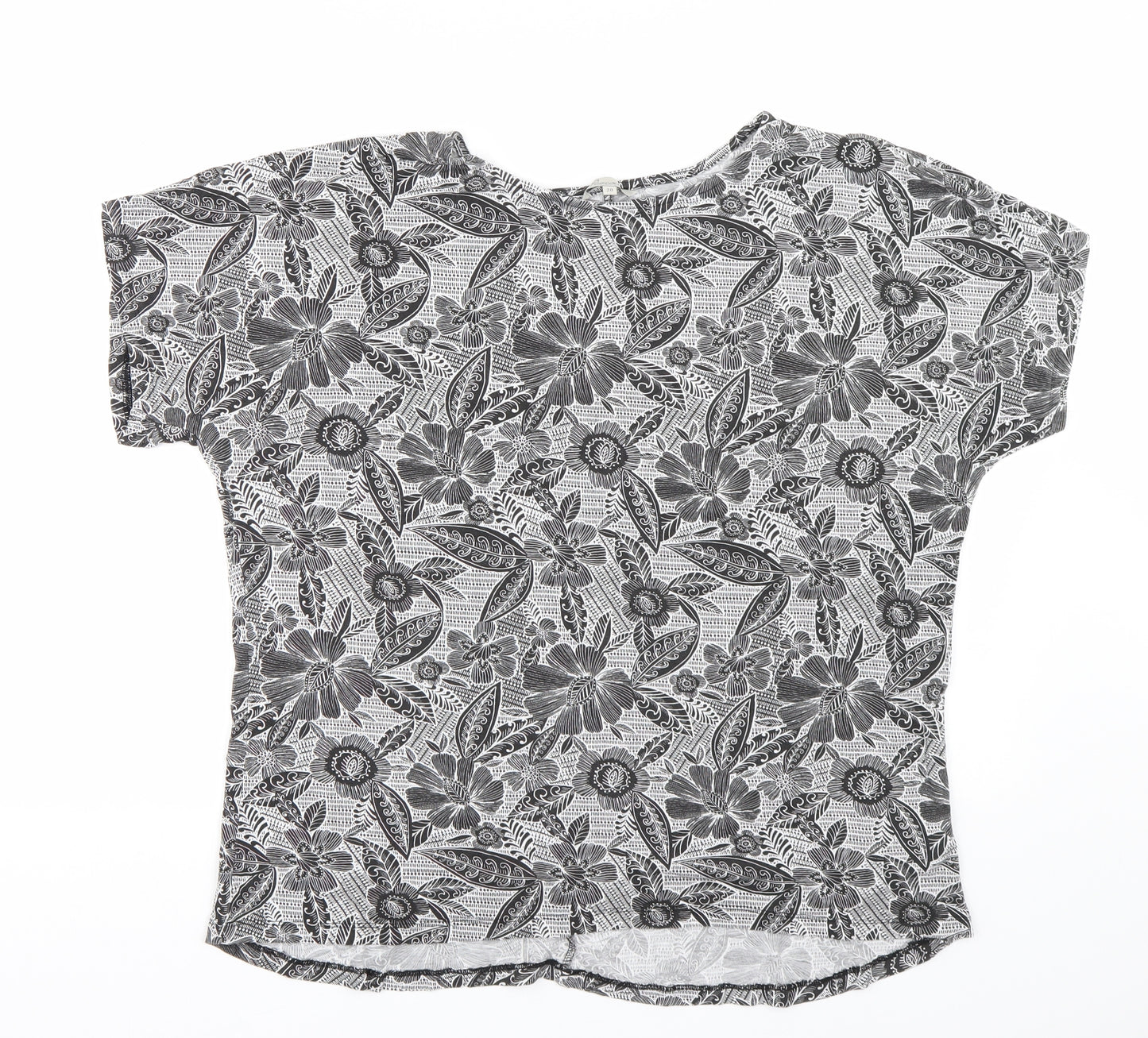 Peacocks Womens Black Floral  Basic T-Shirt Size 20