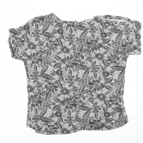 Peacocks Womens Black Floral  Basic T-Shirt Size 20