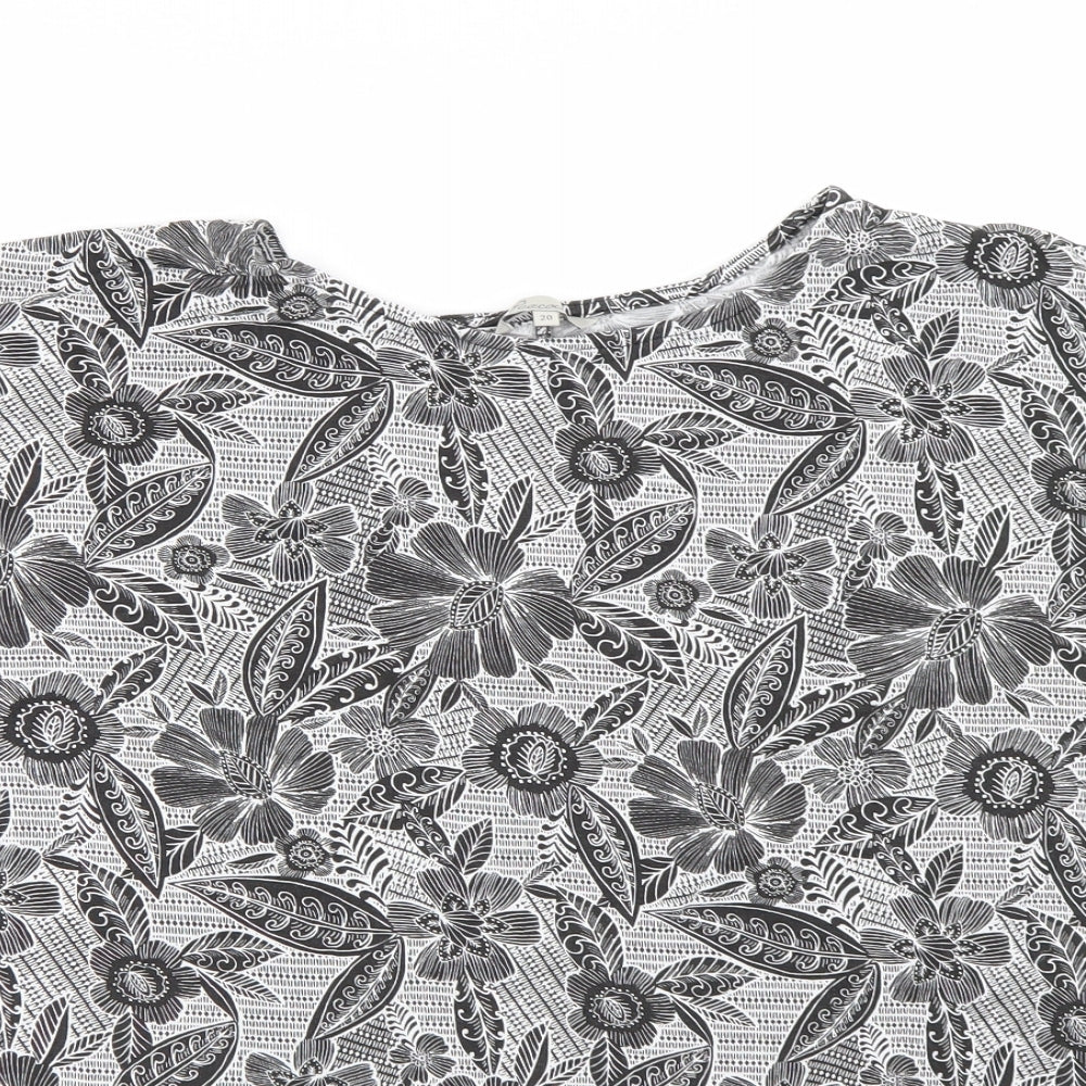 Peacocks Womens Black Floral  Basic T-Shirt Size 20