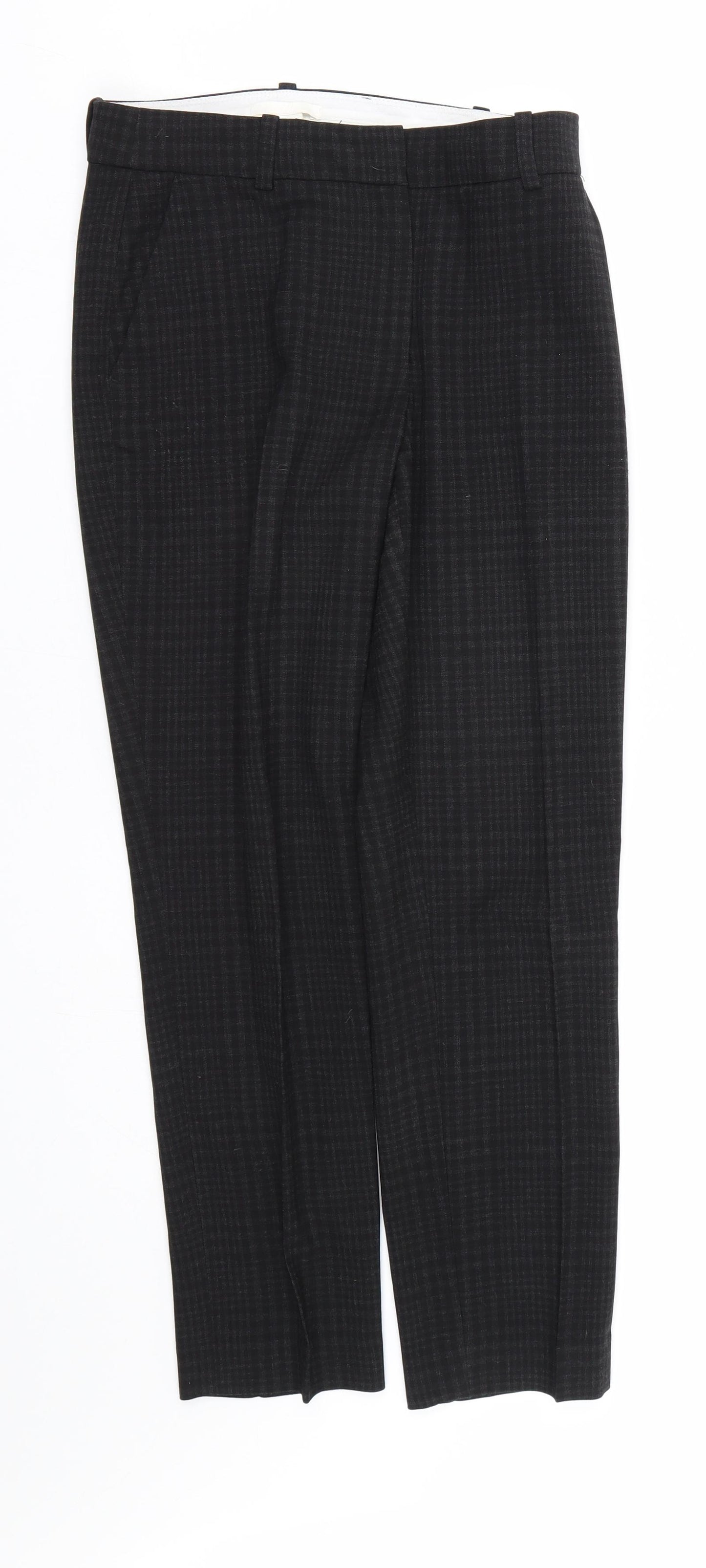 H&M Womens Black Check  Trousers  Size 4 L25 in