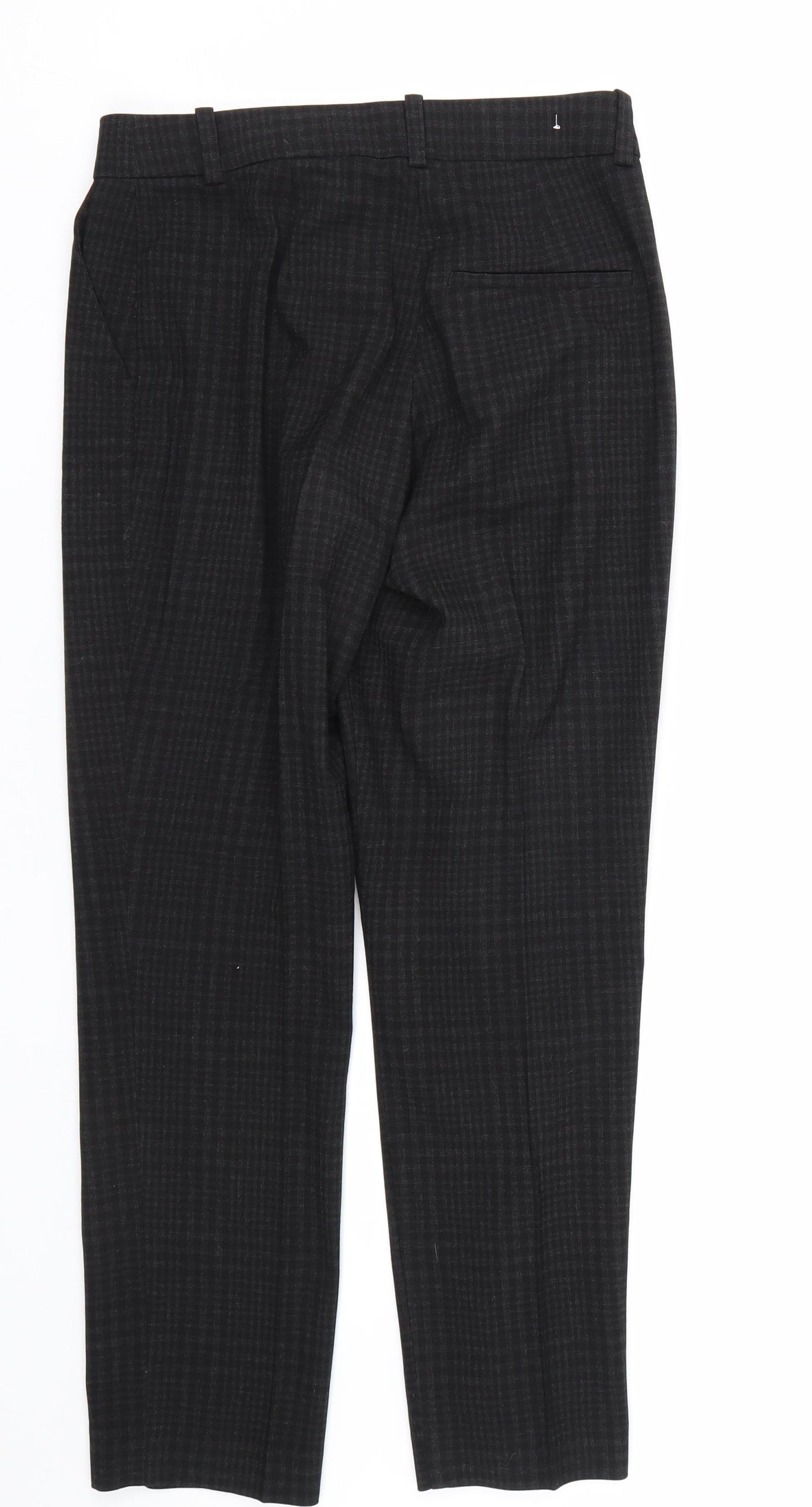 H&M Womens Black Check  Trousers  Size 4 L25 in