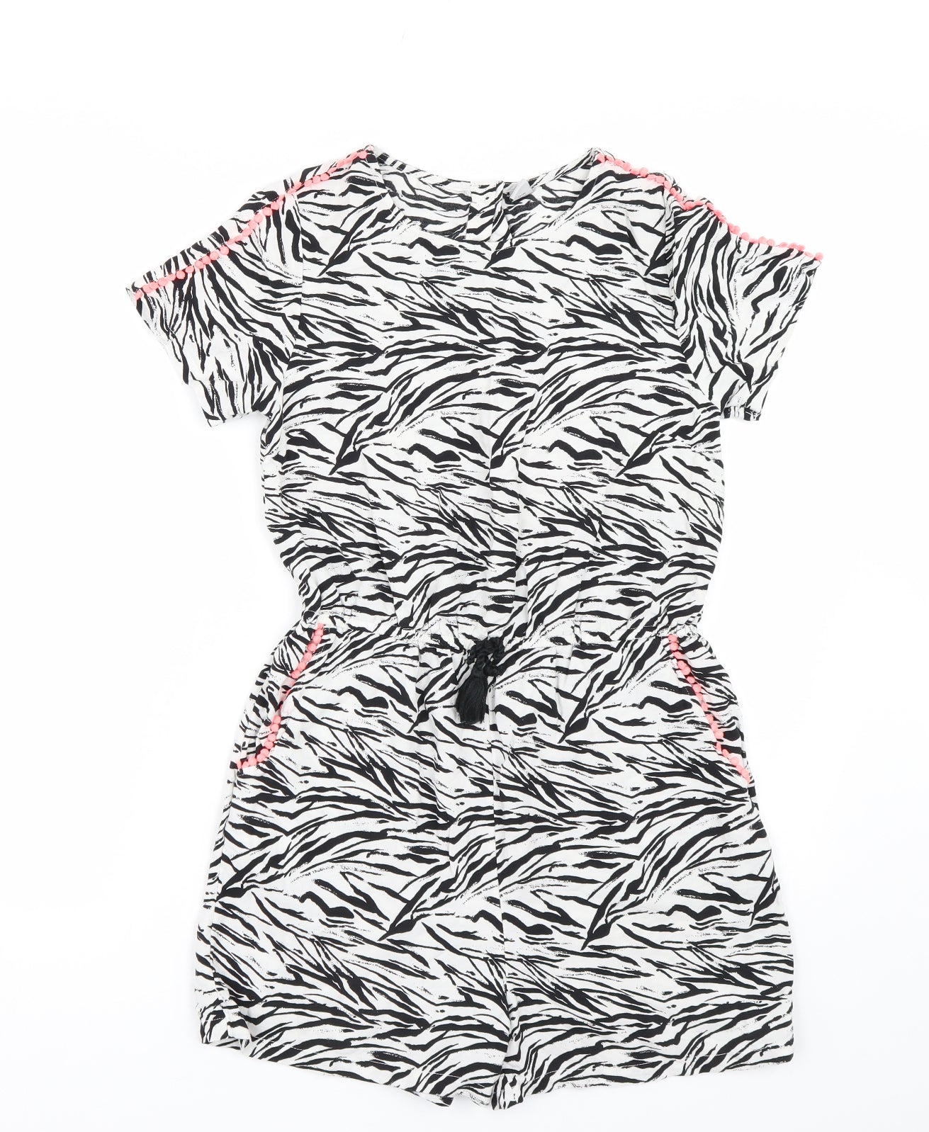 TU Girls White Animal Print  Playsuit One-Piece Size 13 Years