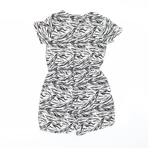TU Girls White Animal Print  Playsuit One-Piece Size 13 Years