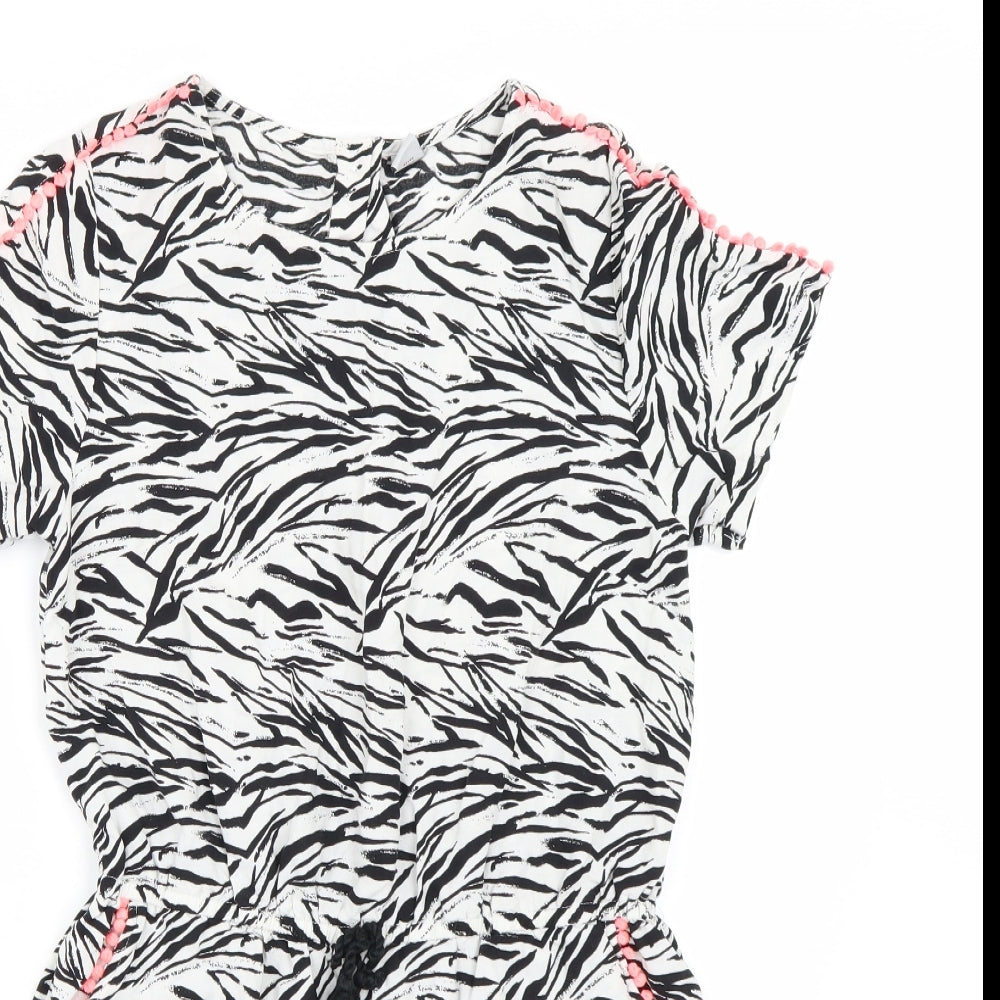 TU Girls White Animal Print  Playsuit One-Piece Size 13 Years