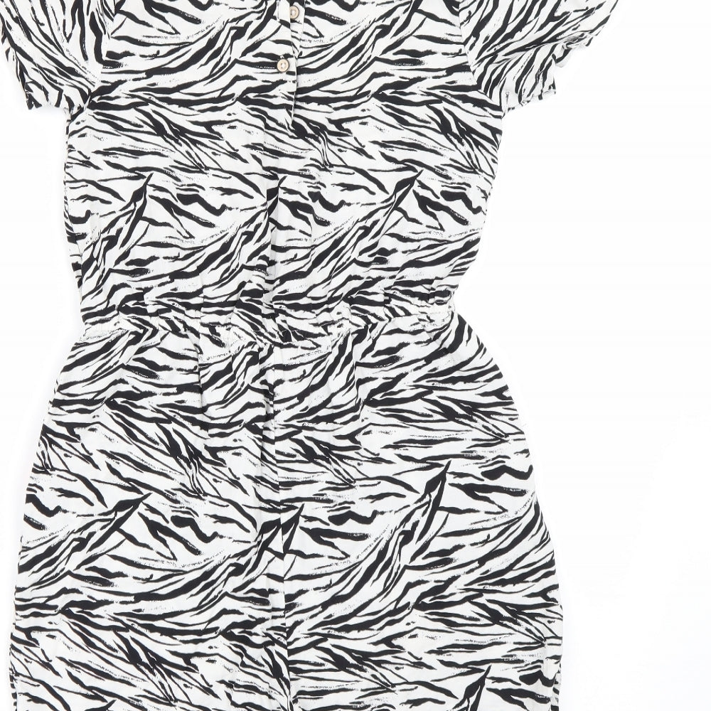 TU Girls White Animal Print  Playsuit One-Piece Size 13 Years