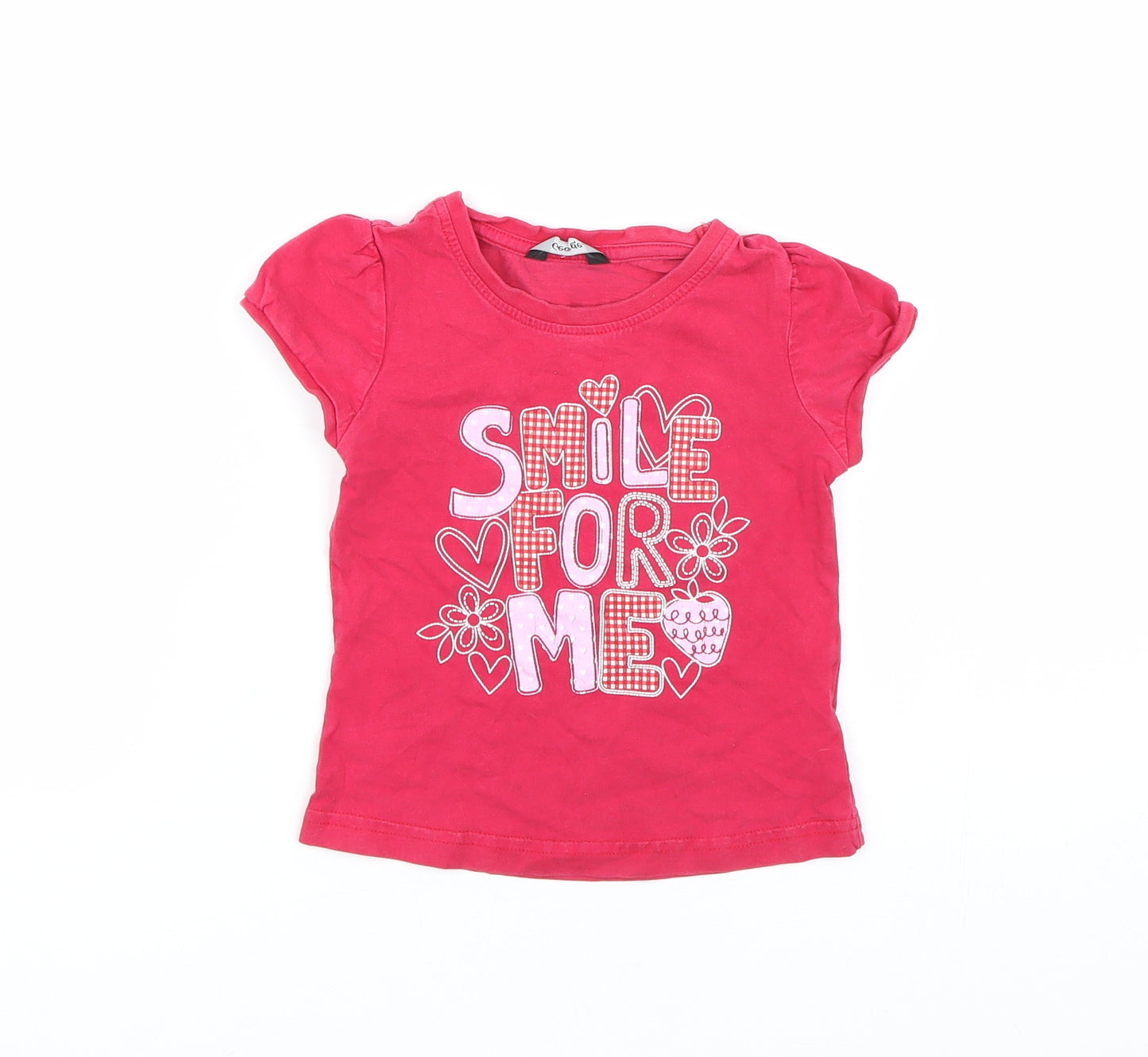George Girls Red   Basic T-Shirt Size 2-3 Years