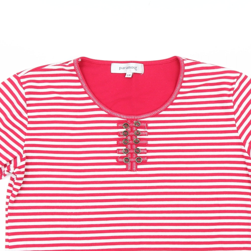 patamour Womens Red Striped  Basic T-Shirt Size S