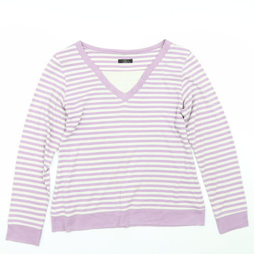 BM Womens Purple Striped  Basic T-Shirt Size M