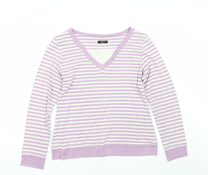BM Womens Purple Striped  Basic T-Shirt Size M