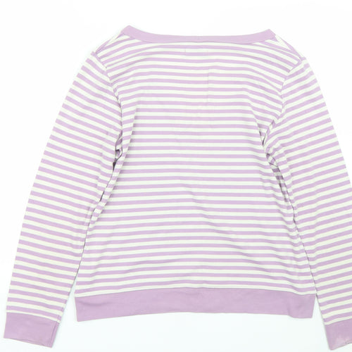 BM Womens Purple Striped  Basic T-Shirt Size M