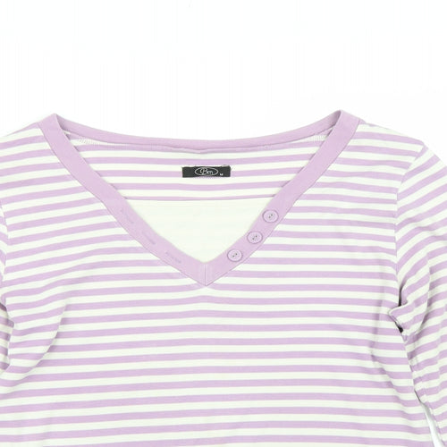 BM Womens Purple Striped  Basic T-Shirt Size M