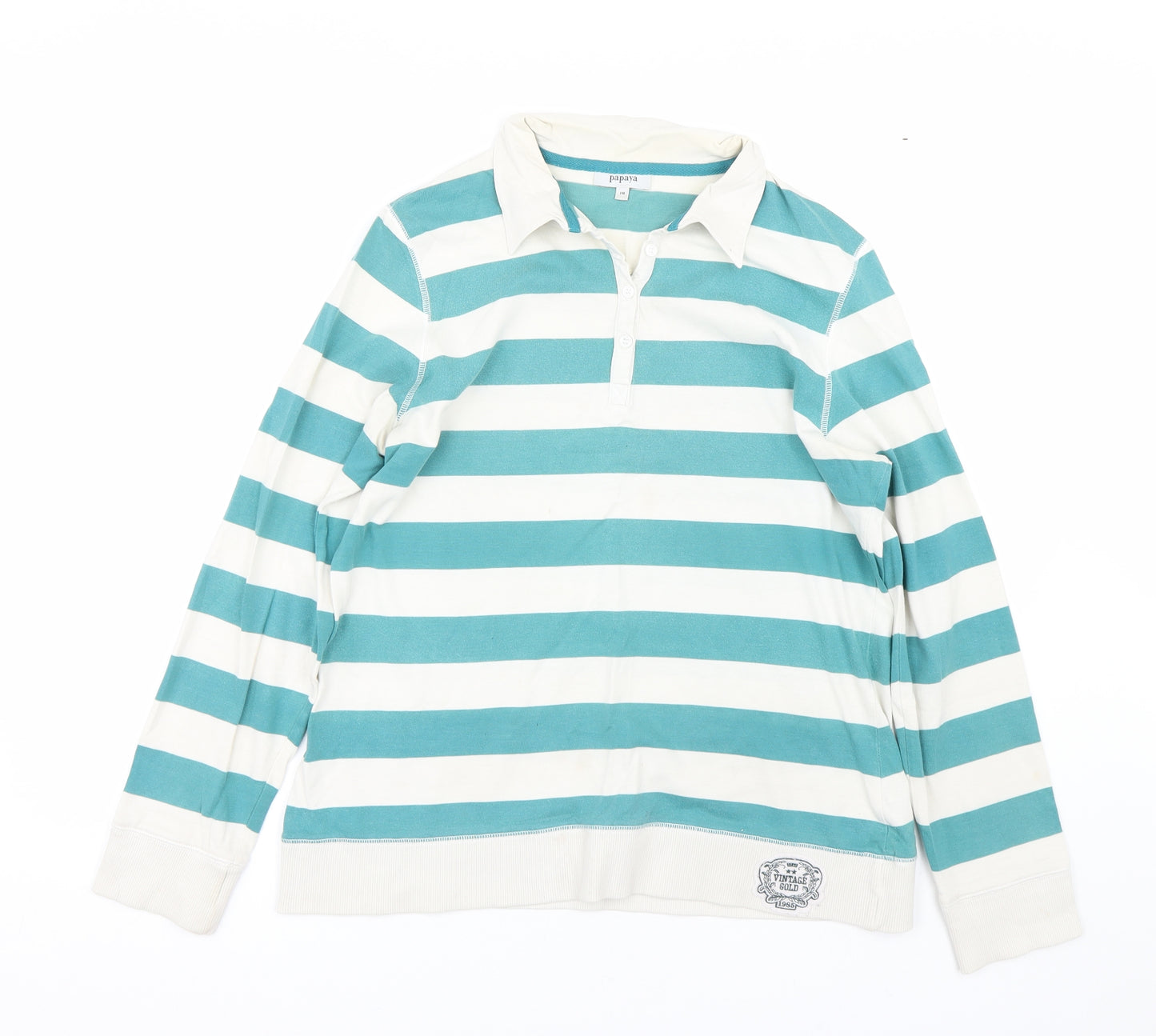 Papaya Womens Green Striped  Basic Polo Size 18