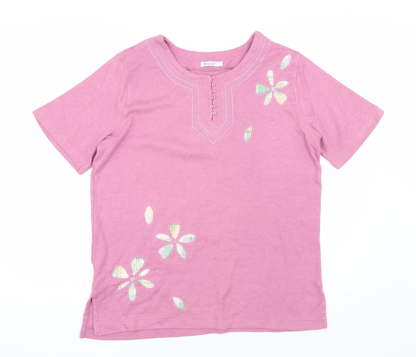 Damart Womens Pink Floral  Basic T-Shirt Size 16
