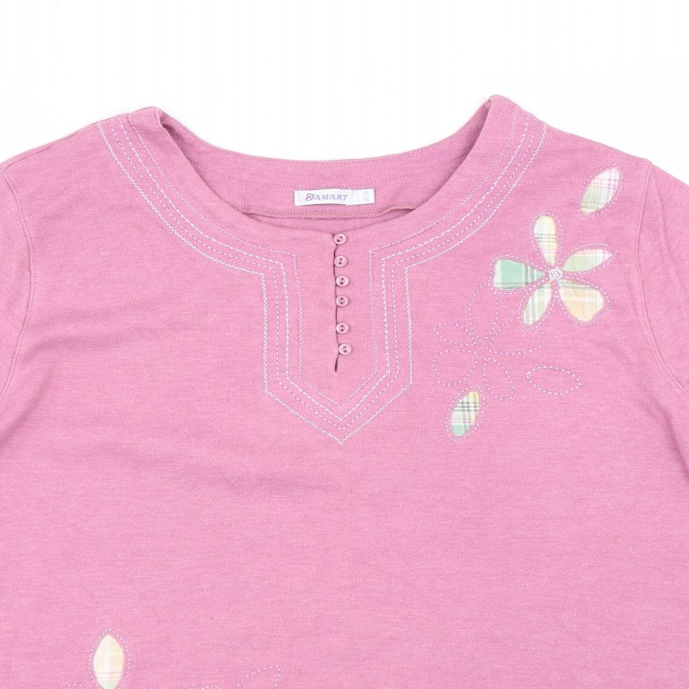 Damart Womens Pink Floral  Basic T-Shirt Size 16