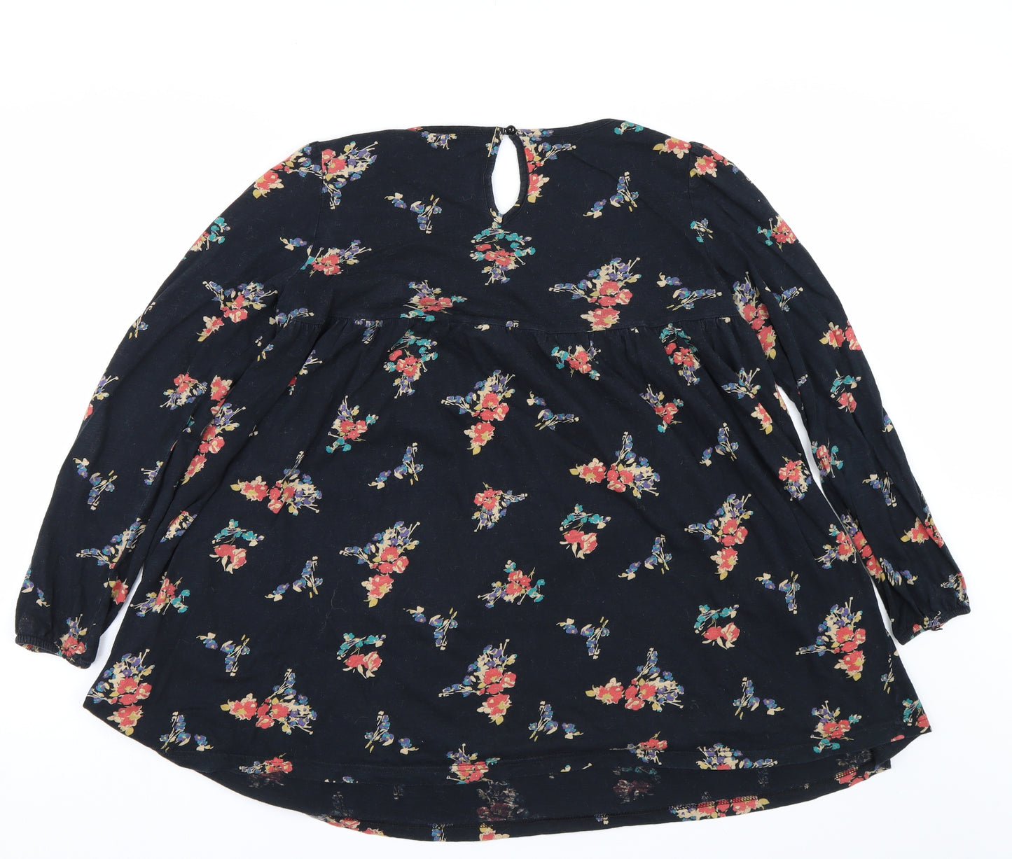 Papaya Womens Black Floral  Basic T-Shirt Size 12