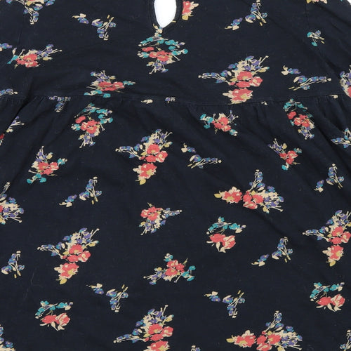 Papaya Womens Black Floral  Basic T-Shirt Size 12